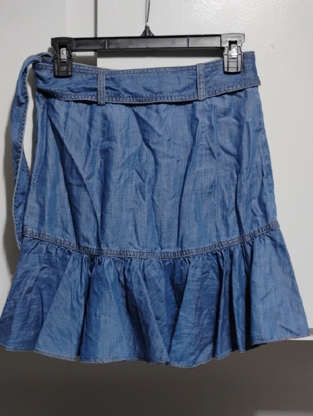 SALE! New Veronica Beard Yale Blue Memphis Denim Wrap Ruffle Skirt Sz.0 (C-19) - Picture 6 of 11